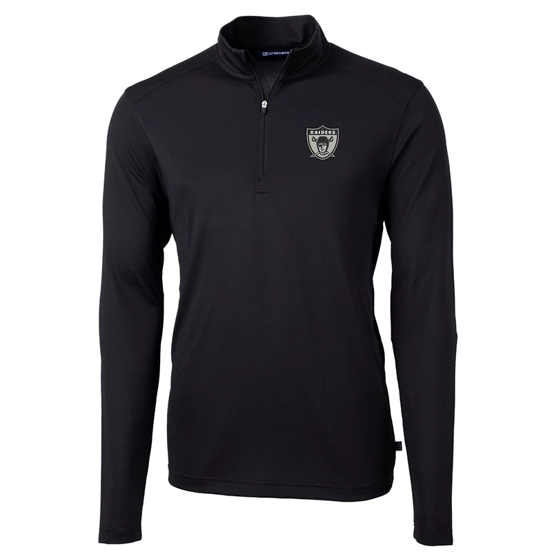 Men's Cutter & Buck Las Vegas Raiders Throwback Logo Virtue Eco Pique Recycled Quarter-Zip Pullover Top