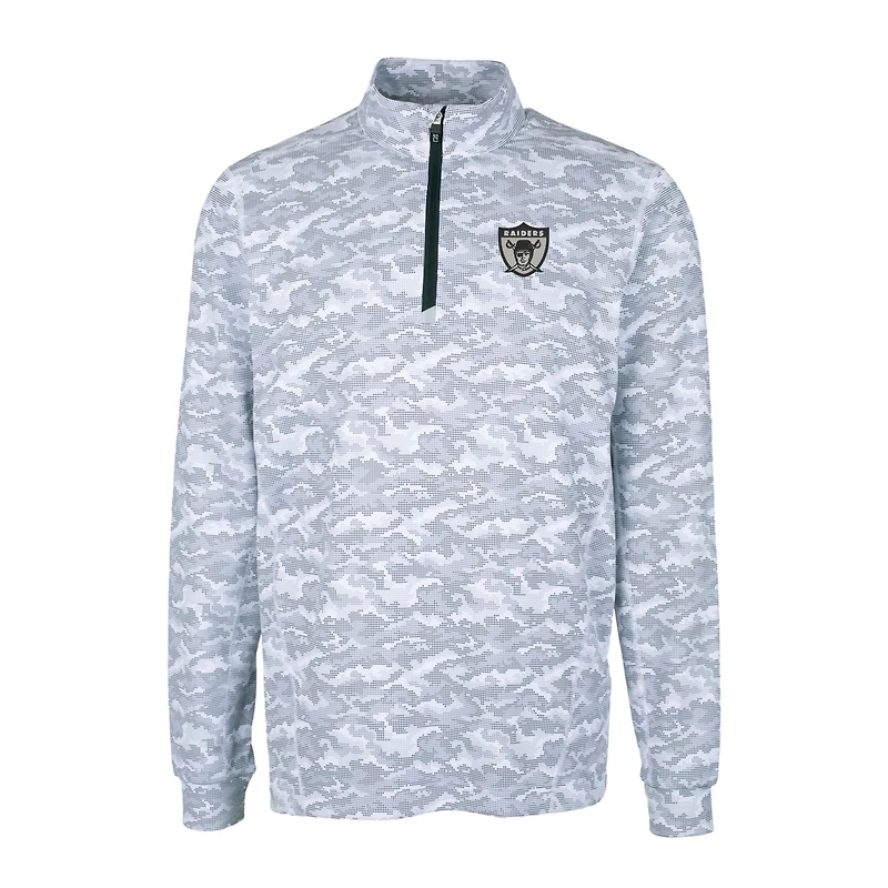 Pull-over extensible à fermeture éclair quart de tour pour homme, couleur anthracite, avec logo rétro des Las Vegas Raiders, coupeur et Buck, coupe grande taille, imprimé camouflage Traverse