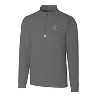Men's Cutter & Buck  Gray Las Vegas Raiders Helmet Traverse Stretch Quarter-Zip Pullover Top