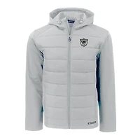 Men's Cutter & Buck Gray Las Vegas Raiders Throwback Evoke Hybrid Eco Softshell Recycled Full-Zip Hoodie Jacket