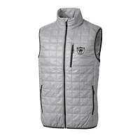 Gilet matelassé isolant entièrement zippé Rainier PrimaLoft Eco pour homme, gris, avec logo rétro des Las Vegas Raiders, coupe-vent et coupe-vent, taille grande