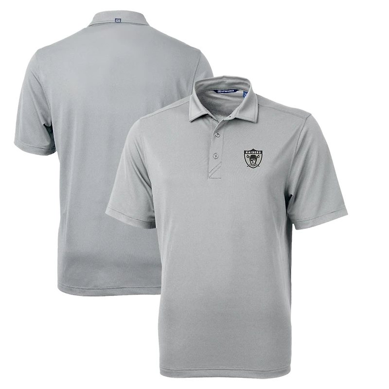 Men's Cutter & Buck Gray Las Vegas Raiders Throwback Logo Virtue Eco Pique Recycled Big Tall Polo
