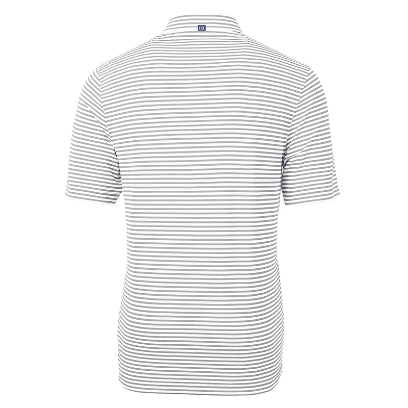 Men's Cutter & Buck Gray Las Vegas Raiders Throwback Logo Virtue Eco Pique Stripe Recycled Big Tall Polo