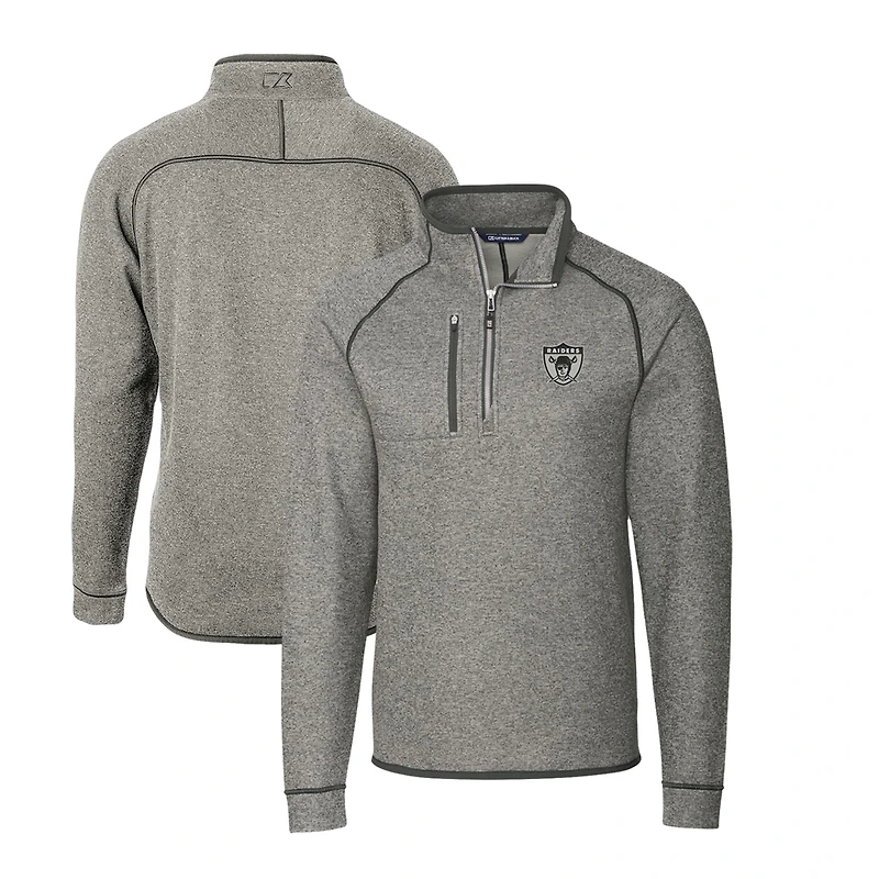Pull-over demi-zippé en maille gris chiné pour homme Cutter & Buck des Las Vegas Raiders, coupe-vent, taille grande et