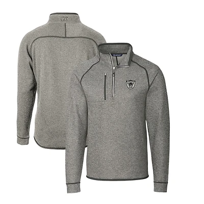 Pull-over demi-zippé en maille gris chiné pour homme Cutter & Buck des Las Vegas Raiders, coupe-vent, taille grande et