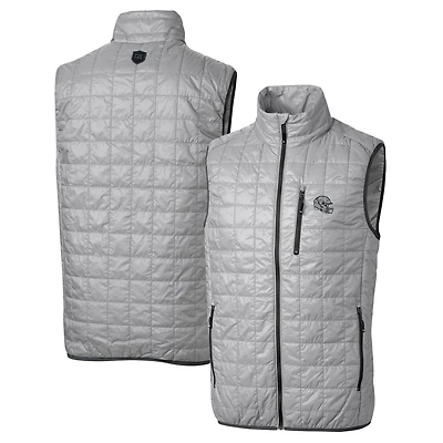 Men's Cutter & Buck  Silver Las Vegas Raiders Helmet Rainier PrimaLoft Eco Insulated Full-Zip Puffer Vest
