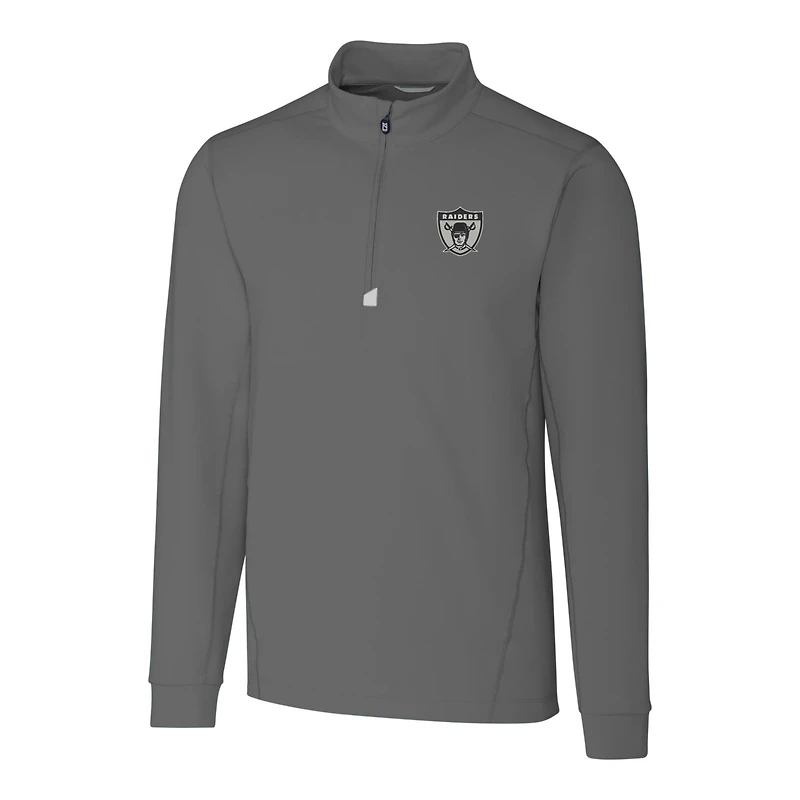 Pull-over extensible à fermeture éclair quart de tour pour homme Cutter & Buck Steel Las Vegas Raiders, logo rétro Traverse, grande taille