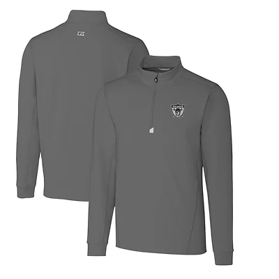 Pull-over extensible à fermeture éclair quart de tour pour homme Cutter & Buck Steel Las Vegas Raiders, logo rétro Traverse, grande taille