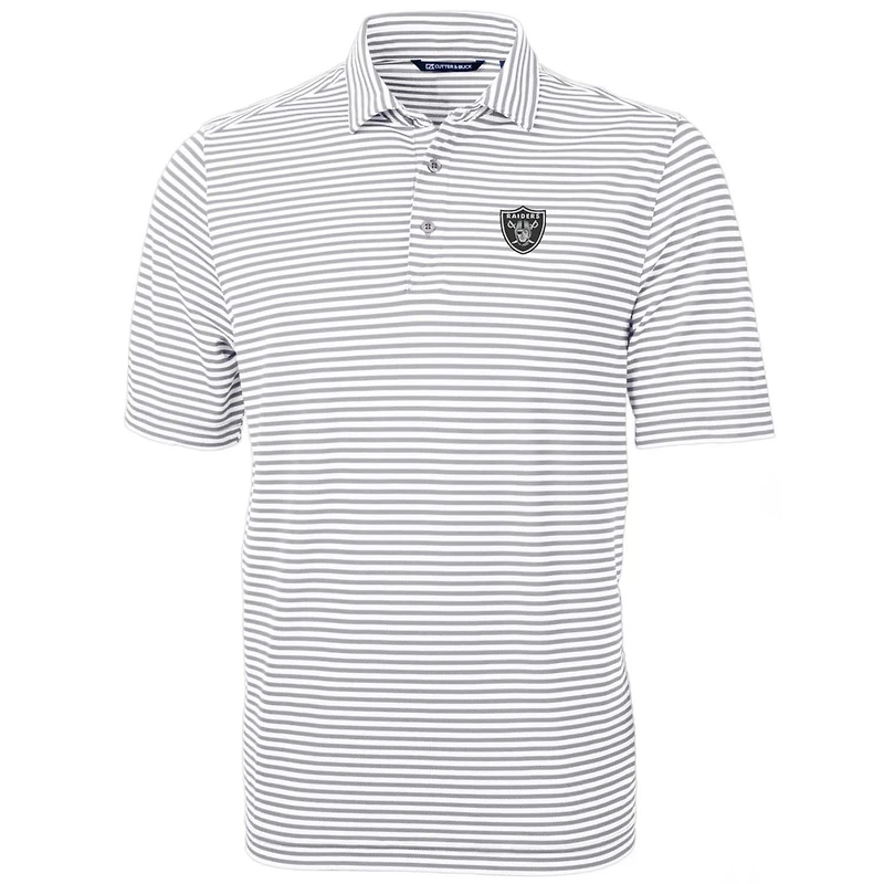 Men's Cutter & Buck White Las Vegas Raiders Big Tall Virtue Eco Pique Stripe Recycled Polo