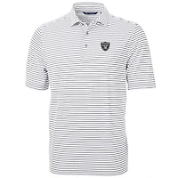 Men's Cutter & Buck White Las Vegas Raiders Big Tall Virtue Eco Pique Stripe Recycled Polo