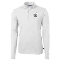 Men's Cutter & Buck White Las Vegas Raiders Throwback Logo Virtue Eco Pique Recycled Quarter-Zip Pullover Top