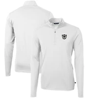 Men's Cutter & Buck White Las Vegas Raiders Throwback Logo Virtue Eco Pique Recycled Quarter-Zip Pullover Top