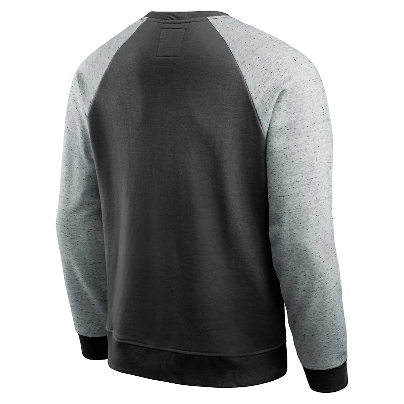 Men's Darius Rucker Collection by Fanatics Black/Heather Gray Las Vegas Raiders Colorblock Pullover Sweatshirt