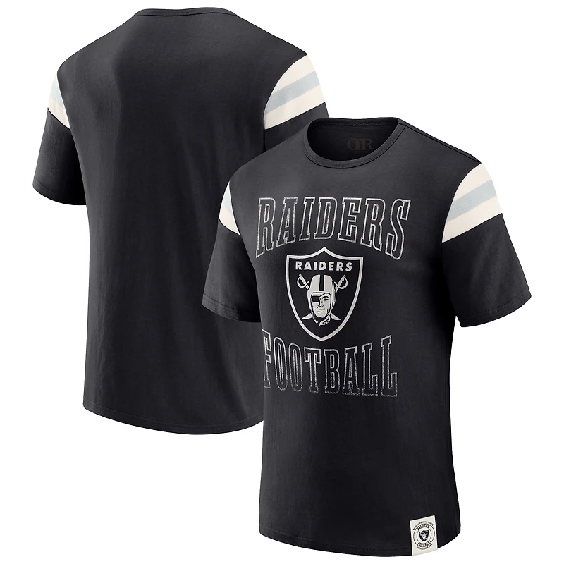 Men's Darius Rucker Collection by Fanatics  Black Las Vegas Raiders Football Stripe Sleeve T-Shirt