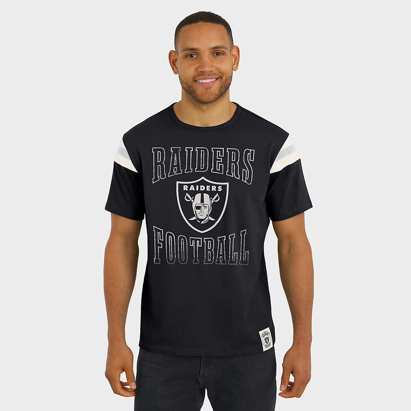 T-shirt de football à manches rayées noir pour homme, collection Darius Rucker par Fanatics, des Las Vegas Raiders