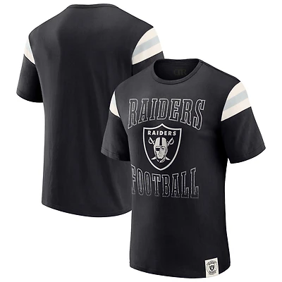 Men's Darius Rucker Collection by Fanatics  Black Las Vegas Raiders Football Stripe Sleeve T-Shirt