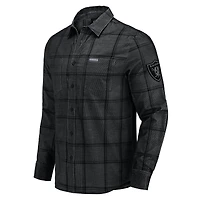 Men's Darius Rucker Collection by Fanatics Black Las Vegas Raiders Micro Corduroy Plaid Button Up Shirt