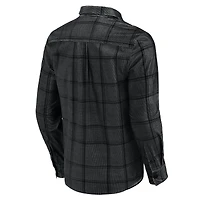 Chemise boutonnée en velours côtelé micro noir pour homme, collection Darius Rucker par Fanatics, des Las Vegas Raiders