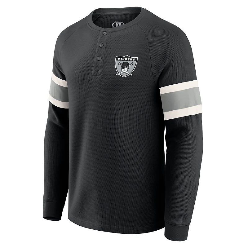 Men's Darius Rucker Collection by Fanatics Black Las Vegas Raiders Waffle-Knit Raglan Long Sleeve Henley T-Shirt