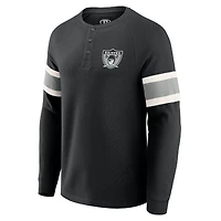 Men's Darius Rucker Collection by Fanatics Black Las Vegas Raiders Waffle-Knit Raglan Long Sleeve Henley T-Shirt