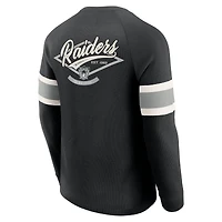 Men's Darius Rucker Collection by Fanatics Black Las Vegas Raiders Waffle-Knit Raglan Long Sleeve Henley T-Shirt