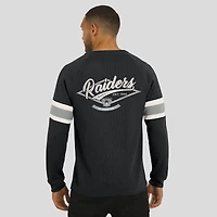 Men's Darius Rucker Collection by Fanatics Black Las Vegas Raiders Waffle-Knit Raglan Long Sleeve Henley T-Shirt