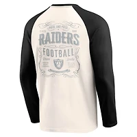T-shirt Henley Raglan pour homme de la collection Darius Rucker Fanatics, couleur crème/noir, Las Vegas Raiders