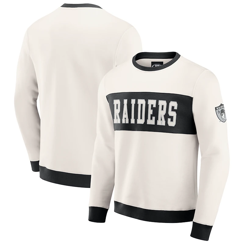 Men's Darius Rucker Collection by Fanatics  Cream Las Vegas Raiders Colorblock Pullover Sweatshirt