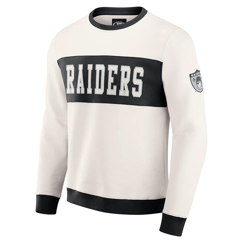 Men's Darius Rucker Collection by Fanatics  Cream Las Vegas Raiders Colorblock Pullover Sweatshirt
