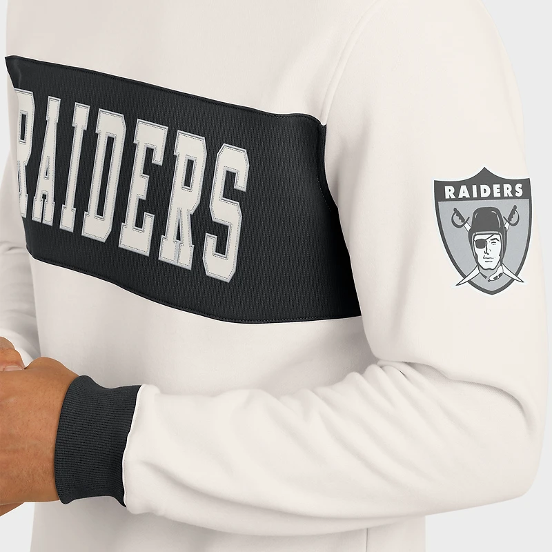Men's Darius Rucker Collection by Fanatics  Cream Las Vegas Raiders Colorblock Pullover Sweatshirt