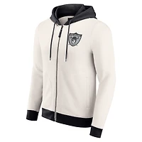 Men's Darius Rucker Collection by Fanatics Cream Las Vegas Raiders Distressed Graphics Full-Zip Hoodie