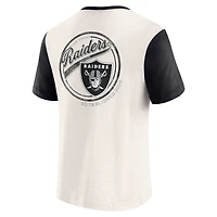Men's Darius Rucker Collection by Fanatics Cream Las Vegas Raiders Henley Colorblock Slub Pocket T-Shirt