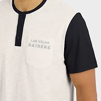 Men's Darius Rucker Collection by Fanatics Cream Las Vegas Raiders Henley Colorblock Slub Pocket T-Shirt