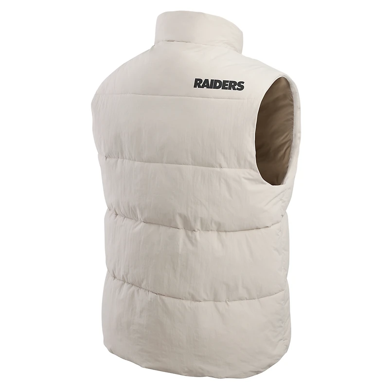 Gilet matelassé à boutons-pression pour homme de la collection Darius Rucker Fanatics, couleur crème, Las Vegas Raiders