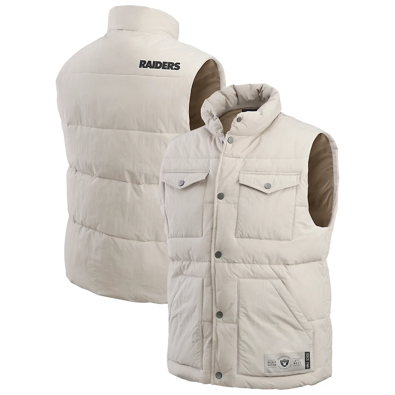 Gilet matelassé à boutons-pression pour homme de la collection Darius Rucker Fanatics, couleur crème, Las Vegas Raiders