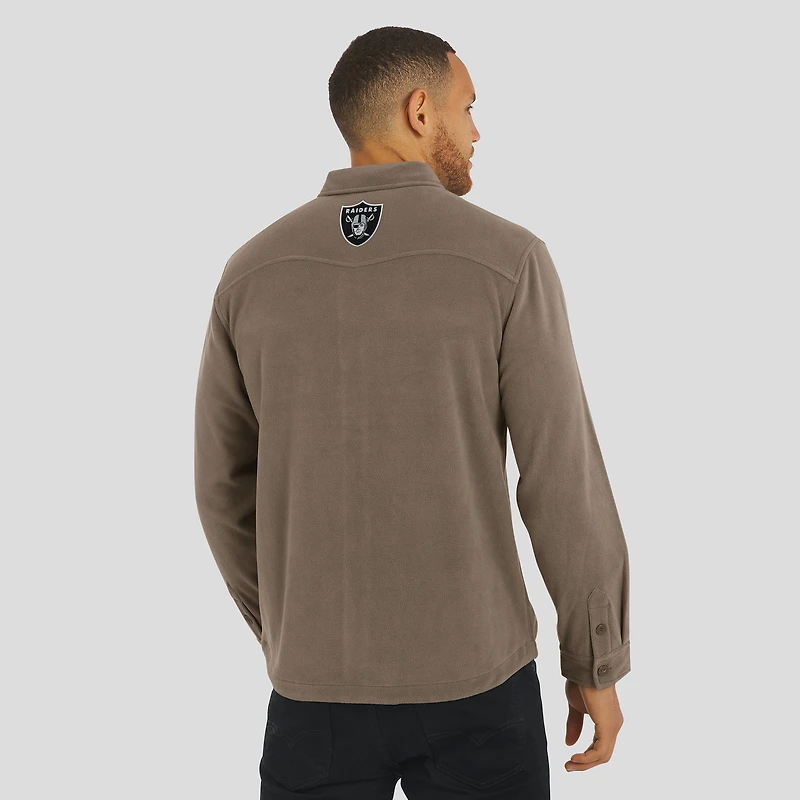 Chemise boutonnée confortable en polaire marron clair des Las Vegas Raiders pour homme de la collection Darius Rucker par Fanatics