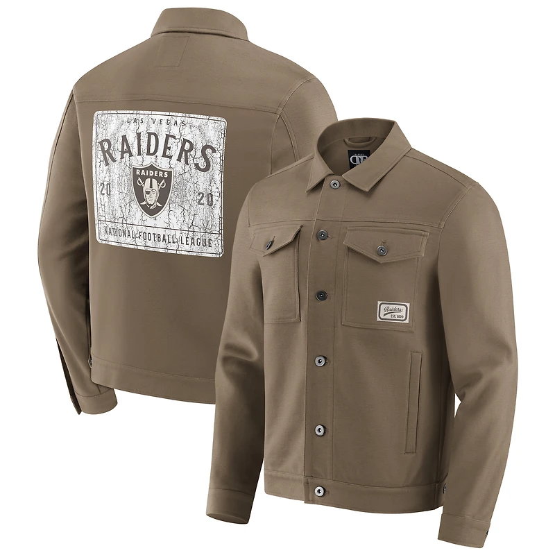 Veste camionneur à boutons complets pour homme Darius Rucker Collection by Fanatics Tan des Las Vegas Raiders