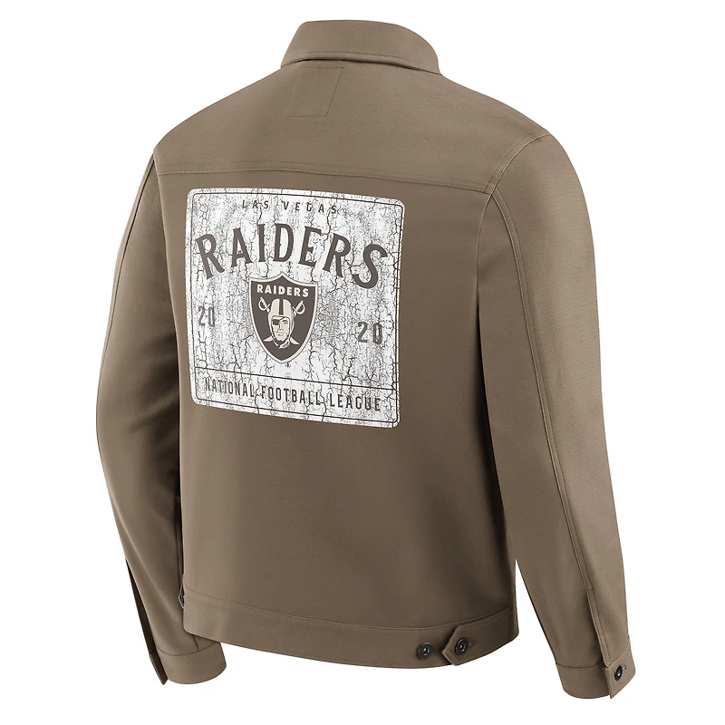 Veste camionneur à boutons complets pour homme Darius Rucker Collection by Fanatics Tan des Las Vegas Raiders