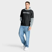 Sweat à capuche noir/gris pour homme Fanatics avec logo des Las Vegas Raiders
