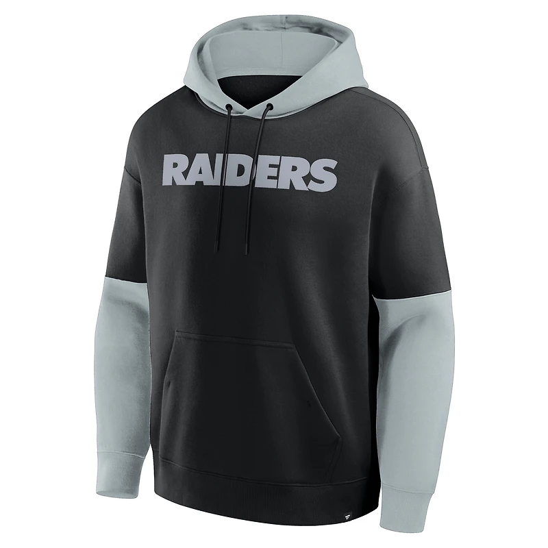 Sweat à capuche noir/gris pour homme Fanatics avec logo des Las Vegas Raiders