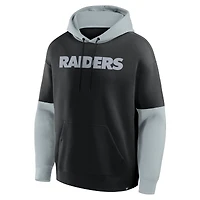 Sweat à capuche noir/gris pour homme Fanatics avec logo des Las Vegas Raiders