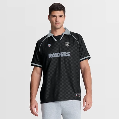 Polo raglan à col en V noir et gris Las Vegas Raiders, de la marque Fanatics, pour homme
