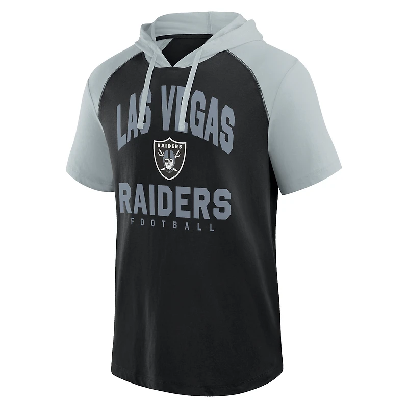 Men's Fanatics Black/Gray Las Vegas Raiders Prime Short Sleeve Pullover Hoodie