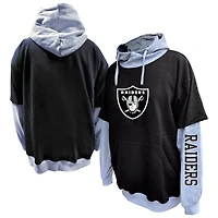 Men's Fanatics Black/Heather Gray Las Vegas Raiders Big & Tall Twofer Pullover Hoodie