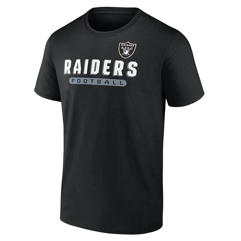Pack combiné de t-shirts Fanatics pour hommes noir/gris chiné Las Vegas Raiders