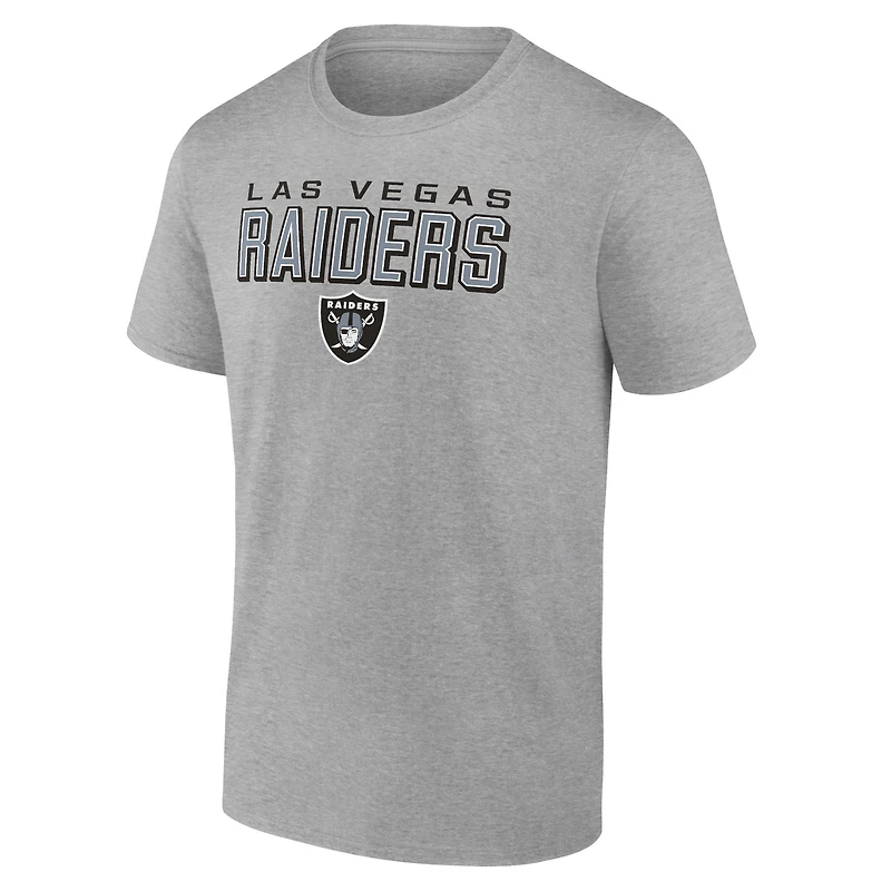 Pack combiné de t-shirts Fanatics pour hommes noir/gris chiné Las Vegas Raiders