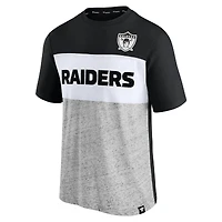 Men's Fanatics Black/Heathered Gray Las Vegas Raiders Throwback Colorblock T-Shirt