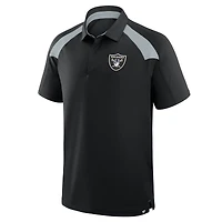 Polo raglan noir Fanatics pour homme des Las Vegas Raiders