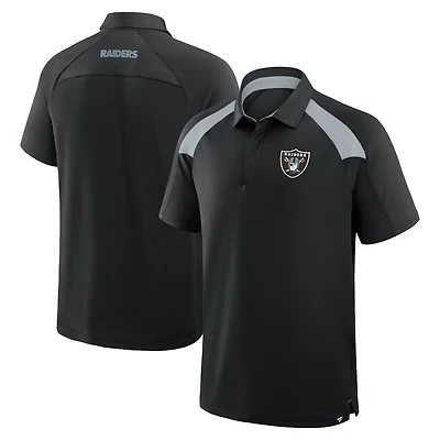 Polo raglan noir Fanatics pour homme des Las Vegas Raiders