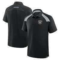 Polo raglan noir Fanatics pour homme des Las Vegas Raiders